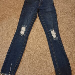 Flying Monkey Dark Blue Distressed Skinny Jeans